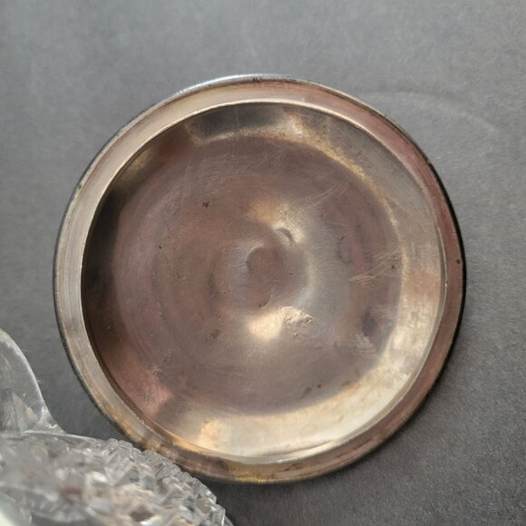 Vintage Clear Pressed Glass Sugar Bowl With Metal Lid & Dual Handles - Picture 2 of 9